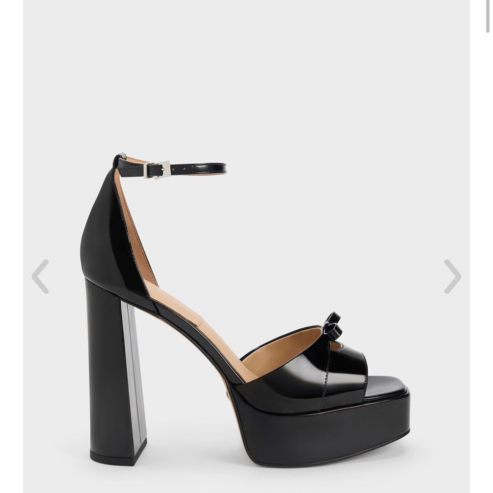 Charles and Keith Verona Patent Leather Platform Sandals - Black